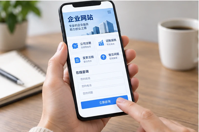 企业网站展示业务与服务信息的场景示意