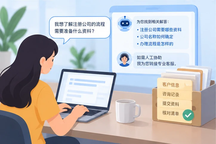 在线客服接待与咨询整理的服务场景示意