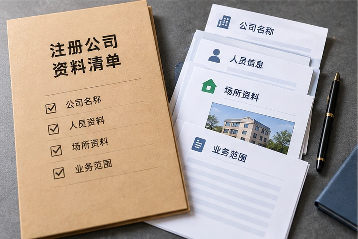 核对注册公司资料与办理事项的服务场景示意