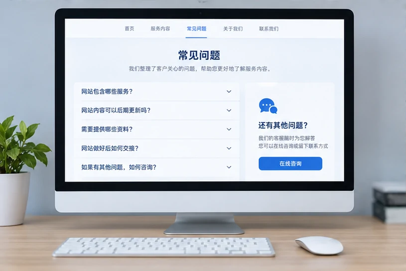 企业网站展示业务与服务信息的场景示意