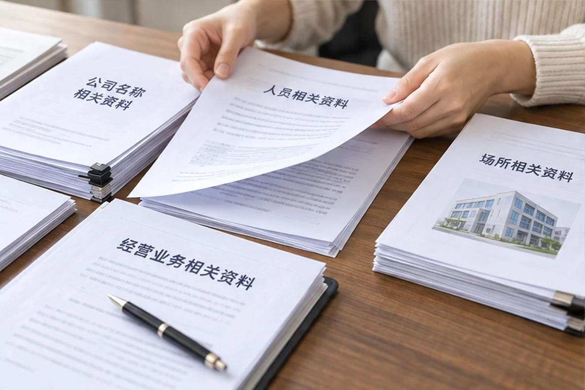 核对注册公司资料与办理事项的服务场景示意