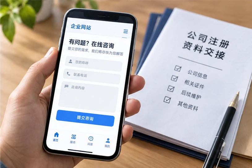 企业网站展示业务与服务信息的场景示意