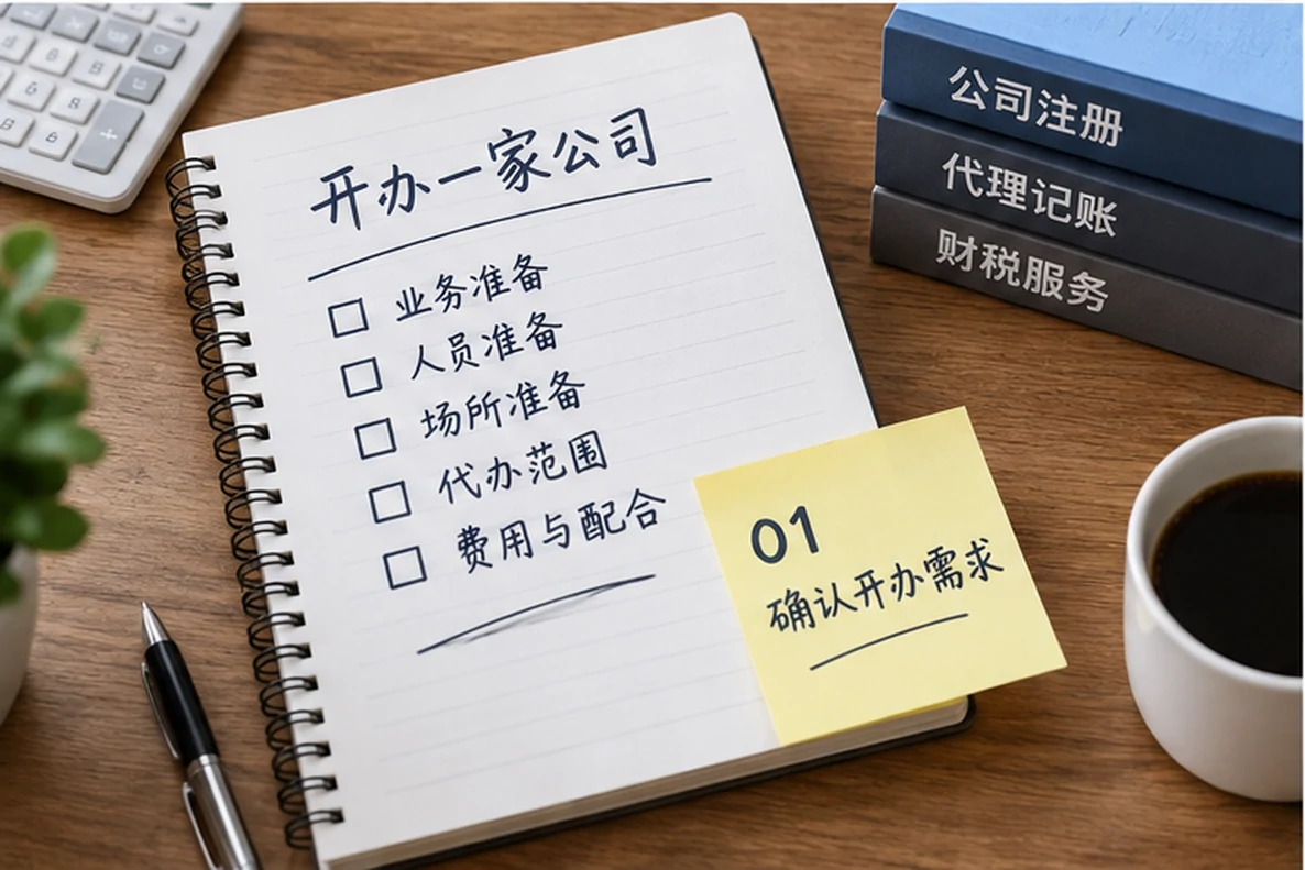 核对注册公司资料与办理事项的服务场景示意
