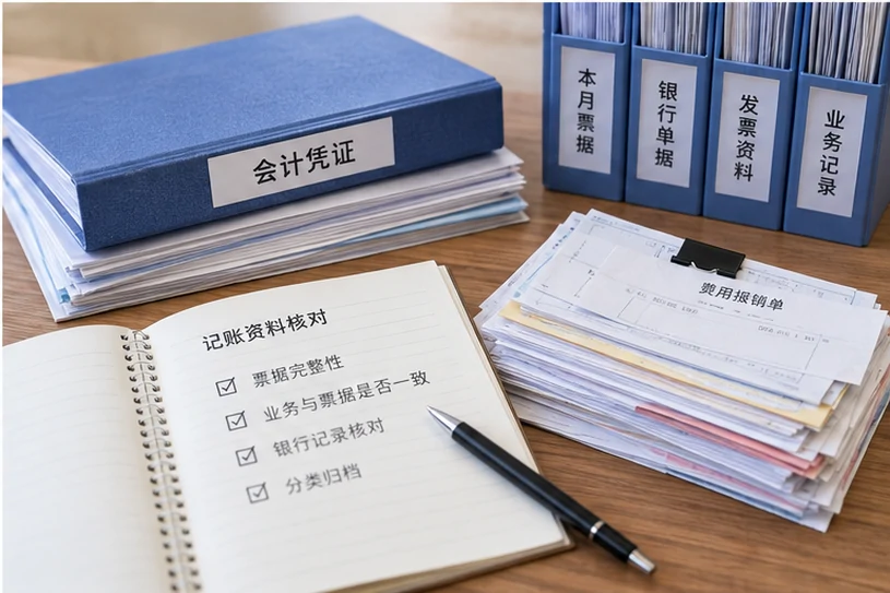 整理企业票据与日常账务资料的服务场景示意