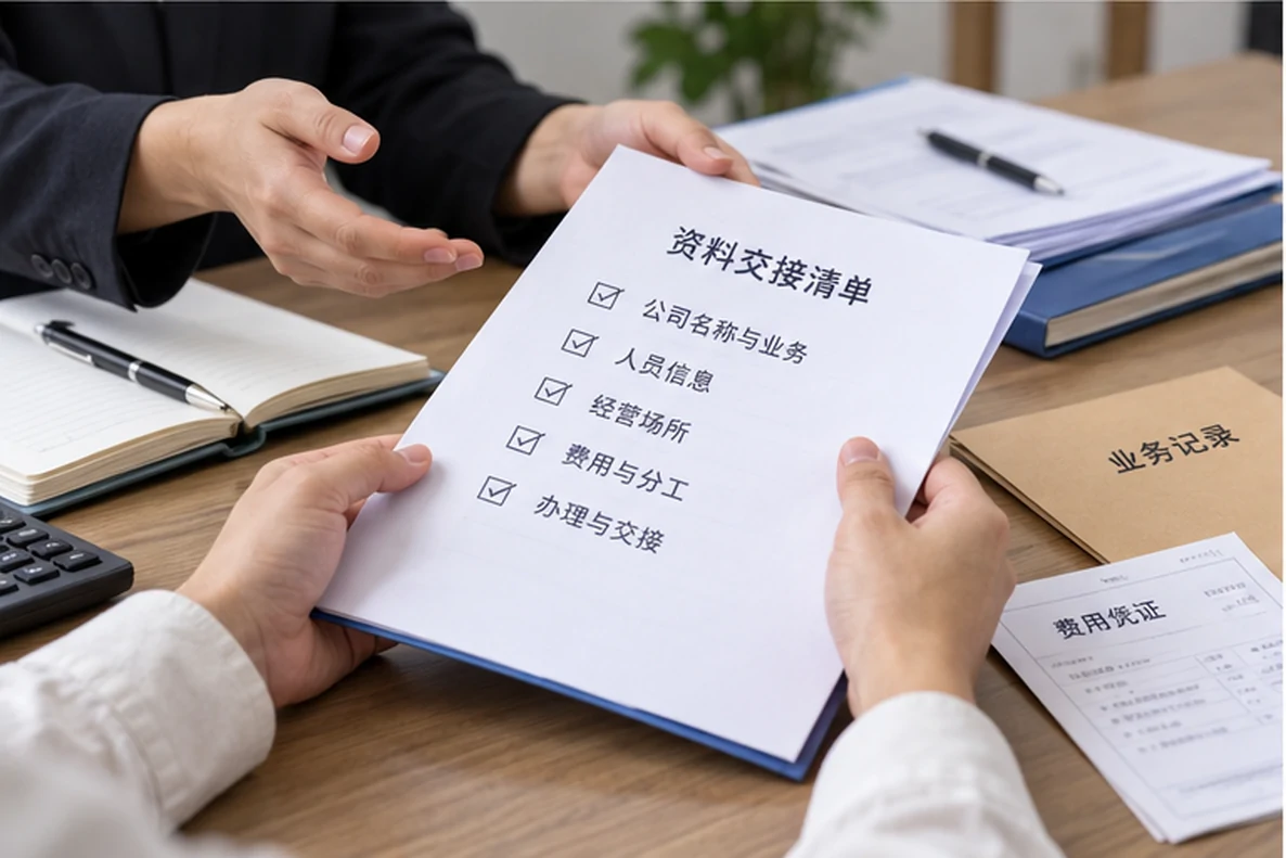 核对注册公司资料与办理事项的服务场景示意