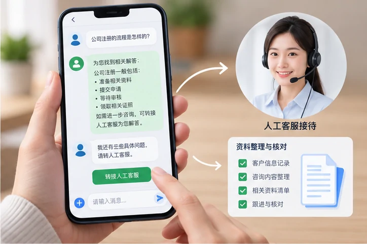 在线客服接待与咨询整理的服务场景示意