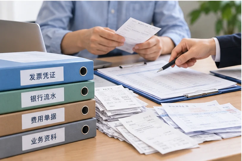 整理企业票据与日常账务资料的服务场景示意