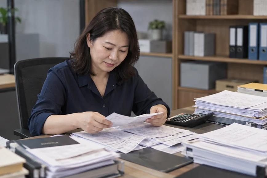 整理企业票据与日常账务资料的服务场景示意