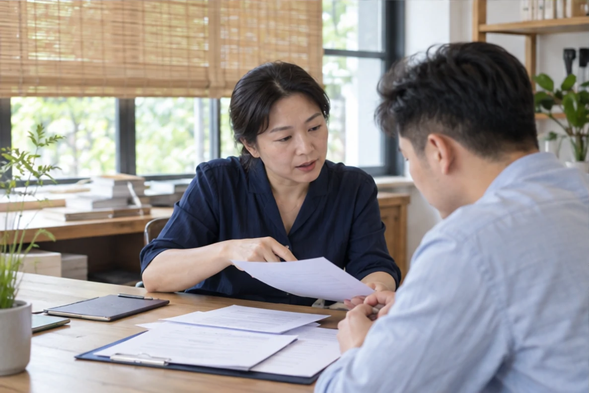 核对注册公司资料与办理事项的服务场景示意