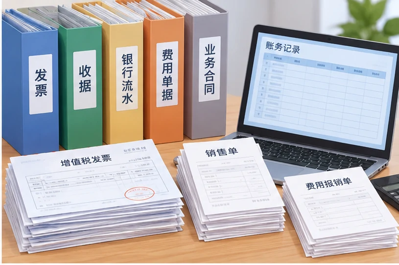 整理企业票据与日常账务资料的服务场景示意