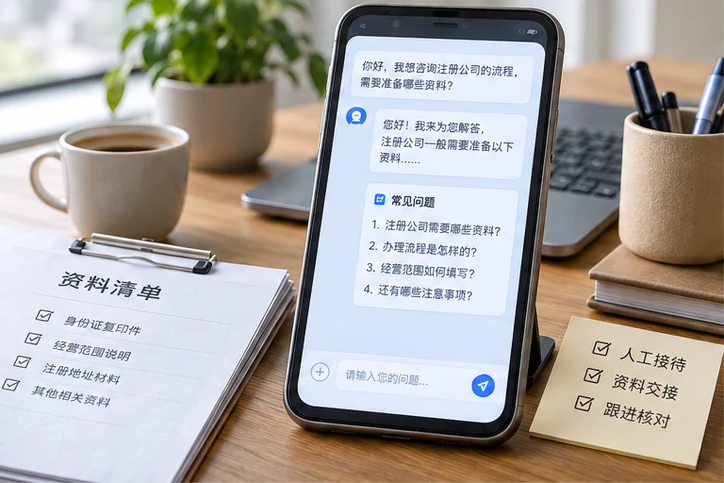 在线客服接待与咨询整理的服务场景示意