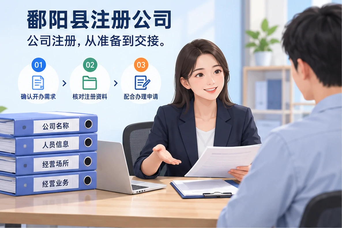 核对注册公司资料与办理事项的服务场景示意