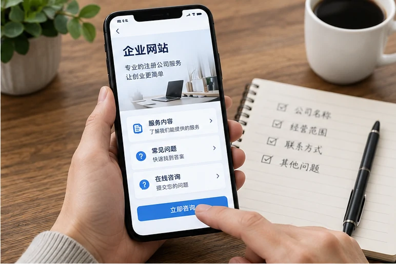企业网站展示业务与服务信息的场景示意