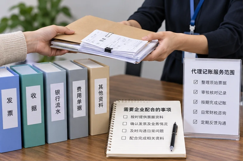 整理企业票据与日常账务资料的服务场景示意