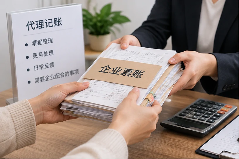 整理企业票据与日常账务资料的服务场景示意