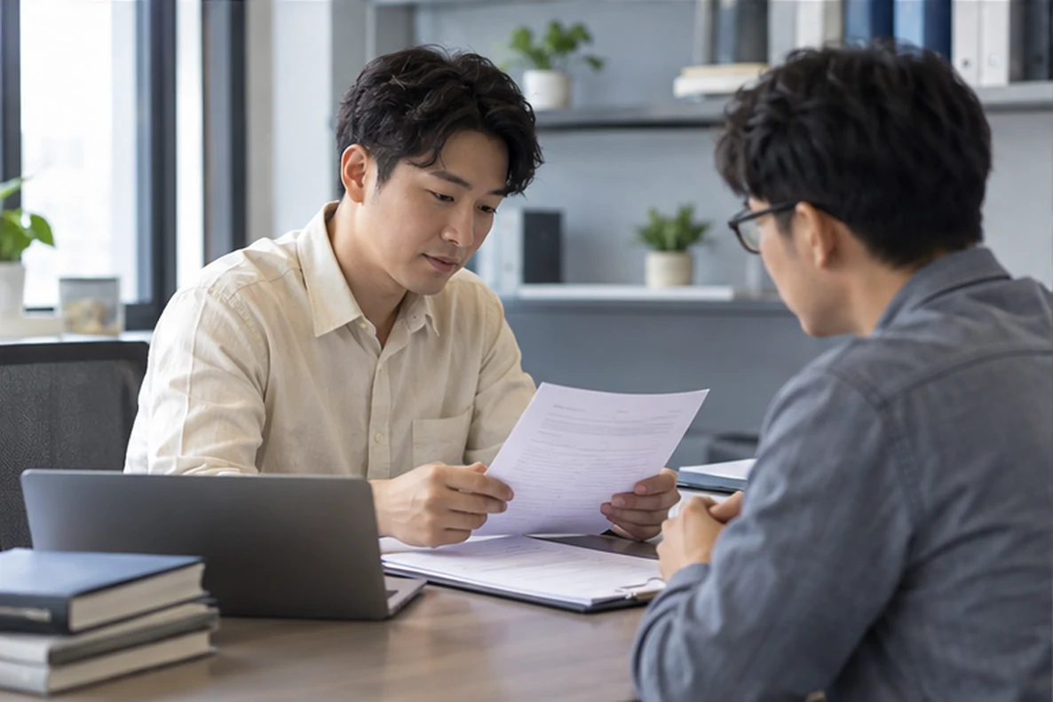 核对注册公司资料与办理事项的服务场景示意