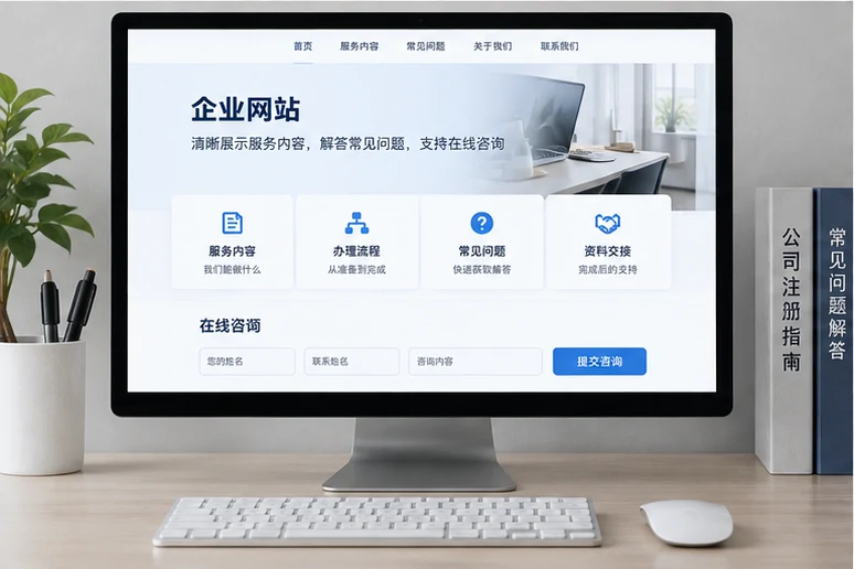 企业网站展示业务与服务信息的场景示意
