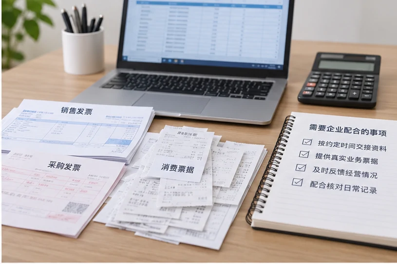 整理企业票据与日常账务资料的服务场景示意