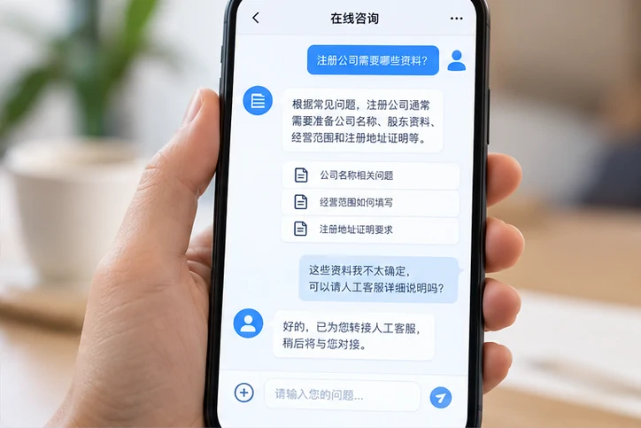 在线客服接待与咨询整理的服务场景示意