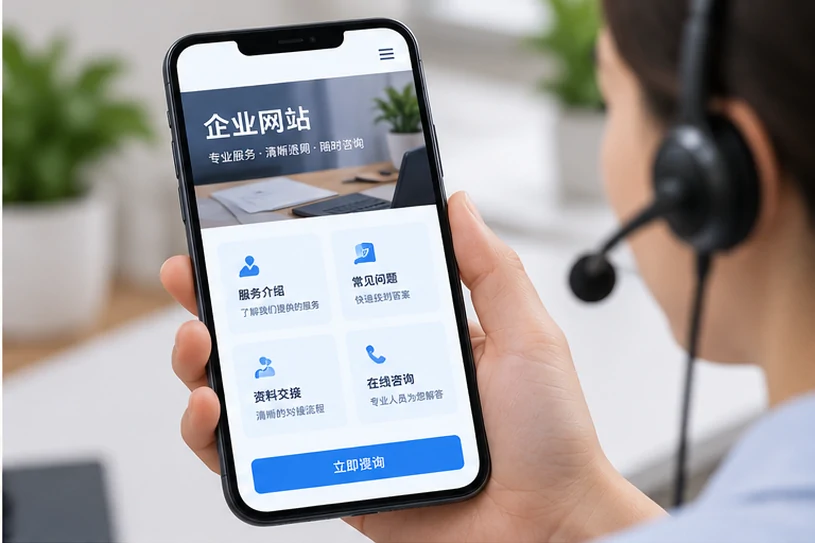 企业网站展示业务与服务信息的场景示意