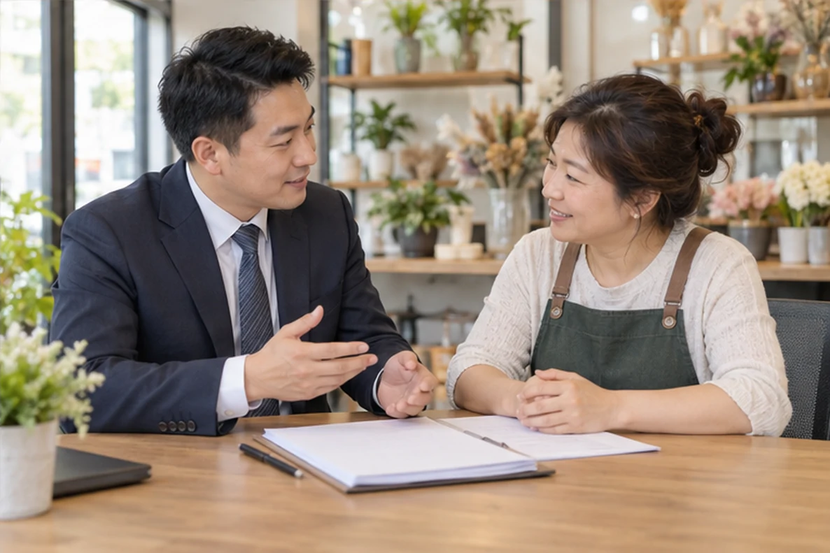 核对注册公司资料与办理事项的服务场景示意