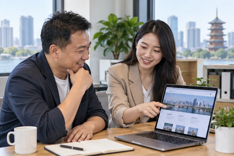 企业网站展示业务与服务信息的场景示意