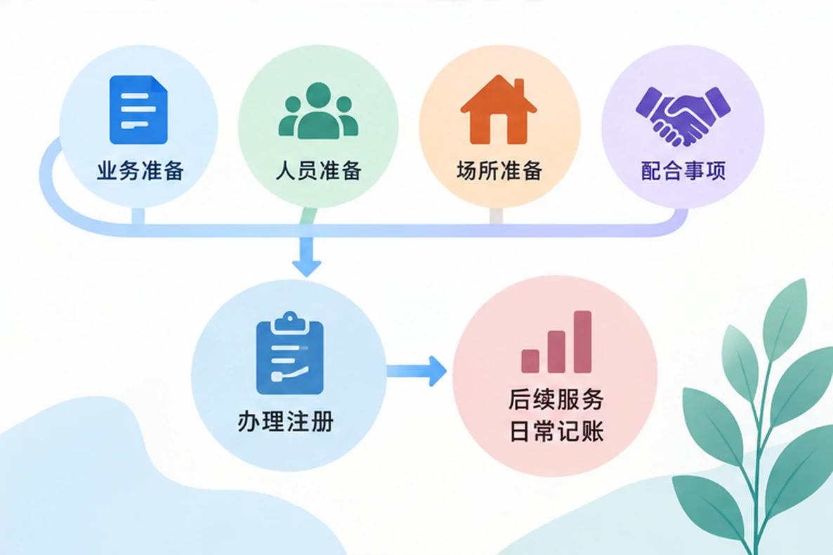 核对注册公司资料与办理事项的服务场景示意