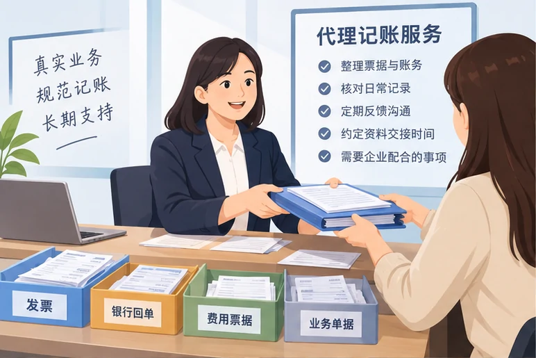 整理企业票据与日常账务资料的服务场景示意