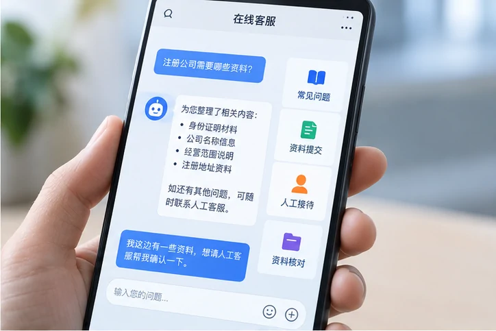 在线客服接待与咨询整理的服务场景示意