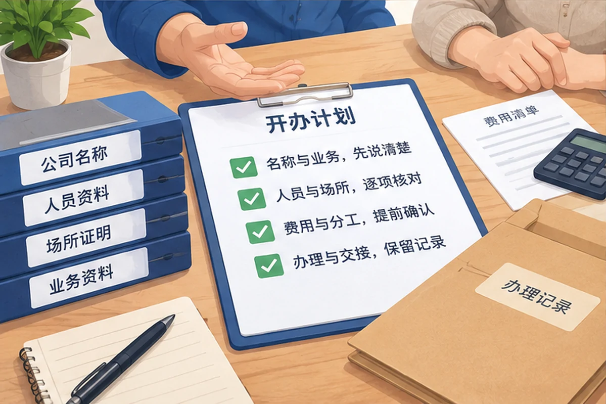 创业者一起整理开办计划的服务场景示意