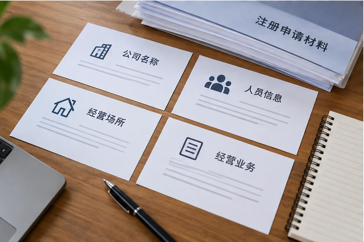 核对注册公司资料与办理事项的服务场景示意