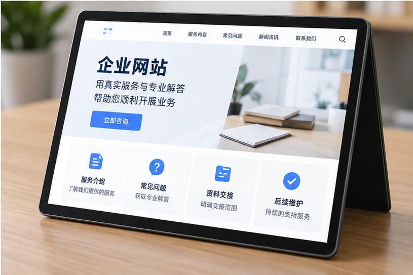 企业网站展示业务与服务信息的场景示意