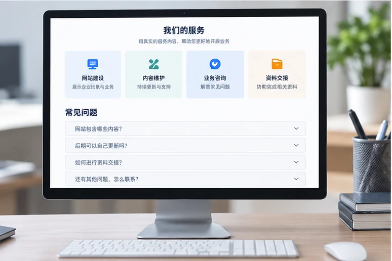 企业网站展示业务与服务信息的场景示意