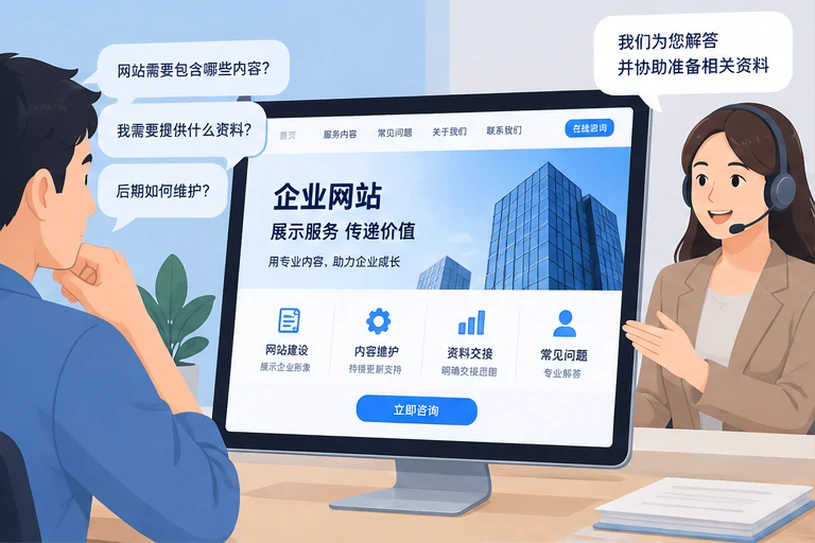 企业网站展示业务与服务信息的场景示意