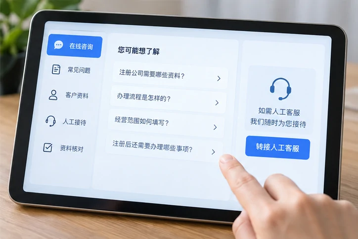 在线客服接待与咨询整理的服务场景示意