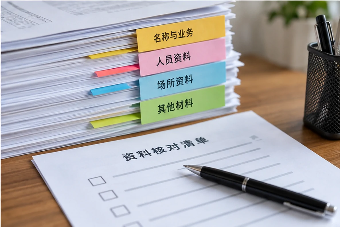 核对注册公司资料与办理事项的服务场景示意