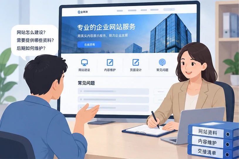 企业网站展示业务与服务信息的场景示意
