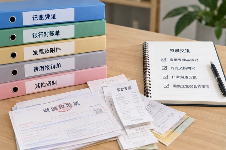 整理企业票据与日常账务资料的服务场景示意