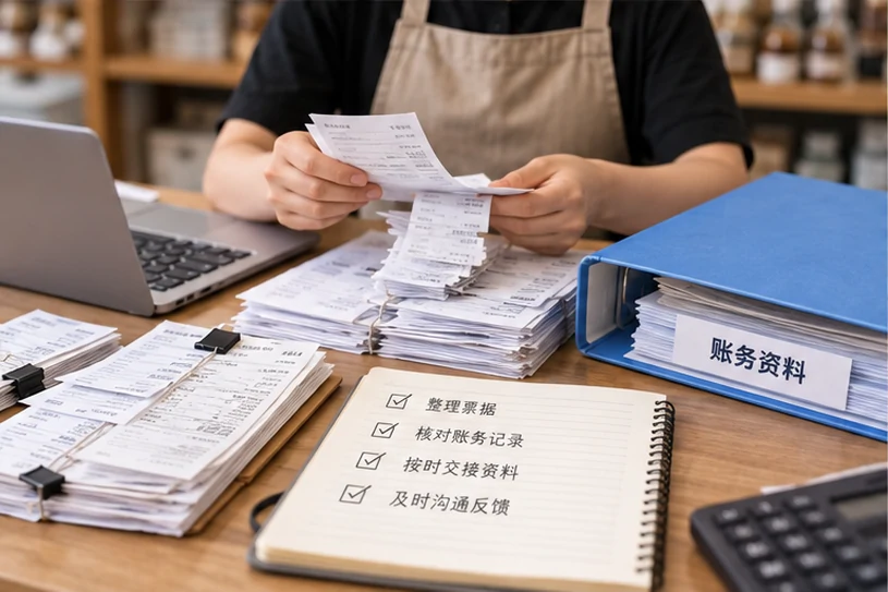 整理企业票据与日常账务资料的服务场景示意
