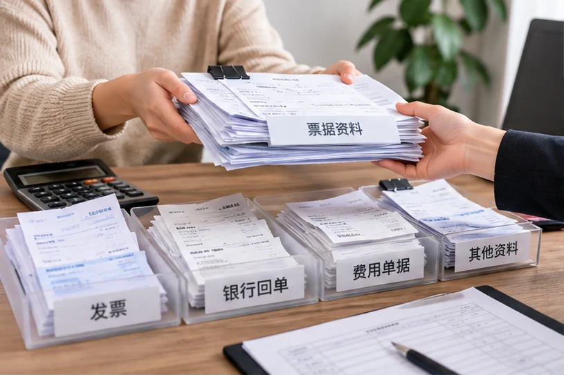 整理企业票据与日常账务资料的服务场景示意