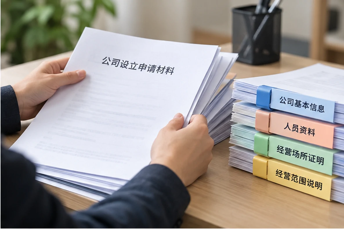 核对注册公司资料与办理事项的服务场景示意