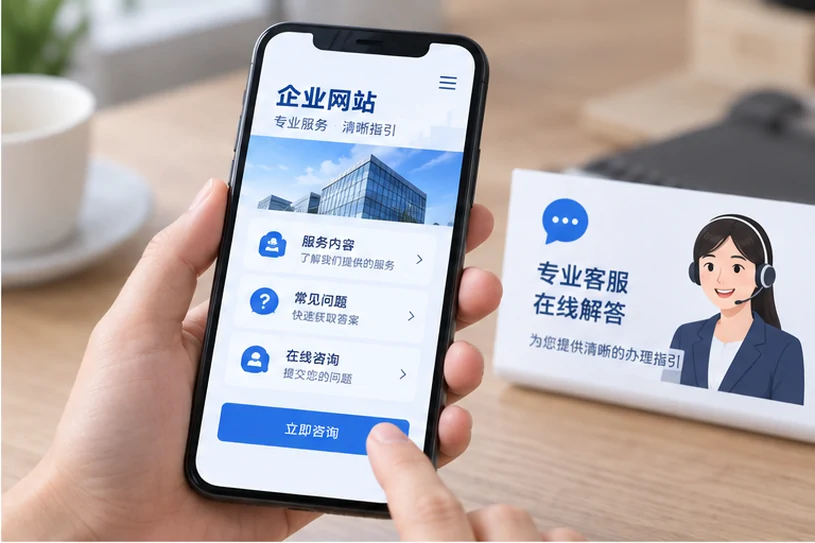 企业网站展示业务与服务信息的场景示意