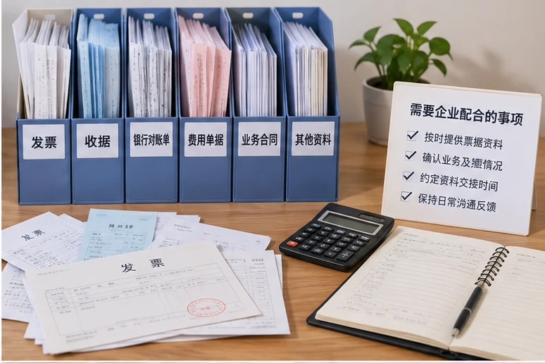 整理企业票据与日常账务资料的服务场景示意
