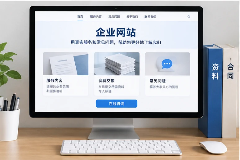企业网站展示业务与服务信息的场景示意