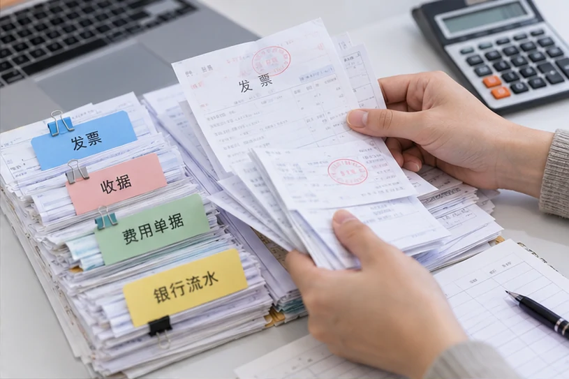 整理企业票据与日常账务资料的服务场景示意