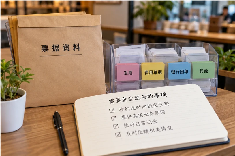整理企业票据与日常账务资料的服务场景示意