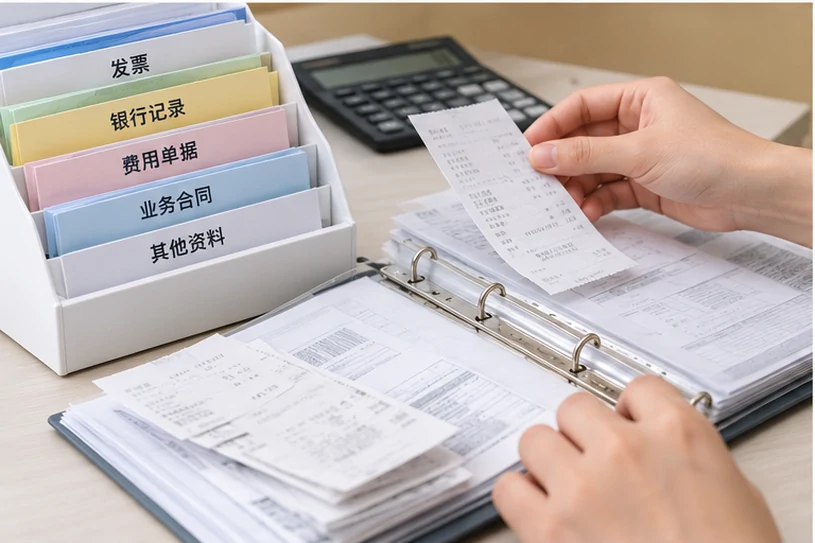 整理企业票据与日常账务资料的服务场景示意
