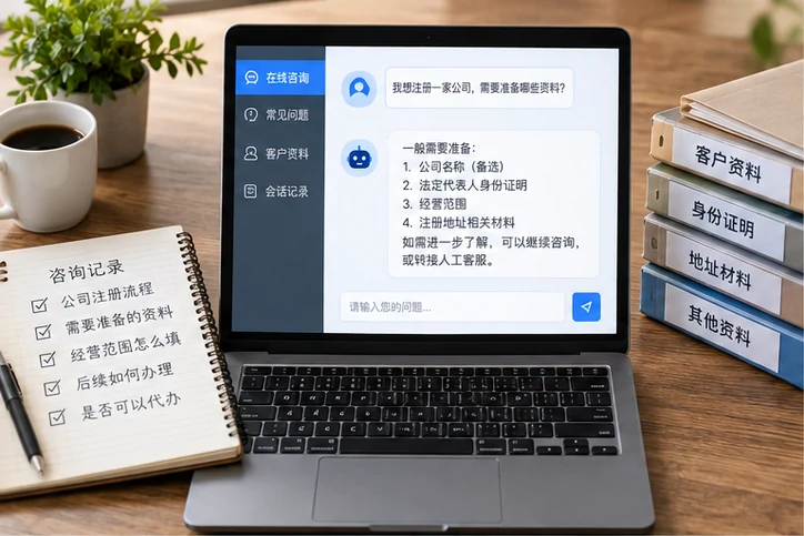 在线客服接待与咨询整理的服务场景示意