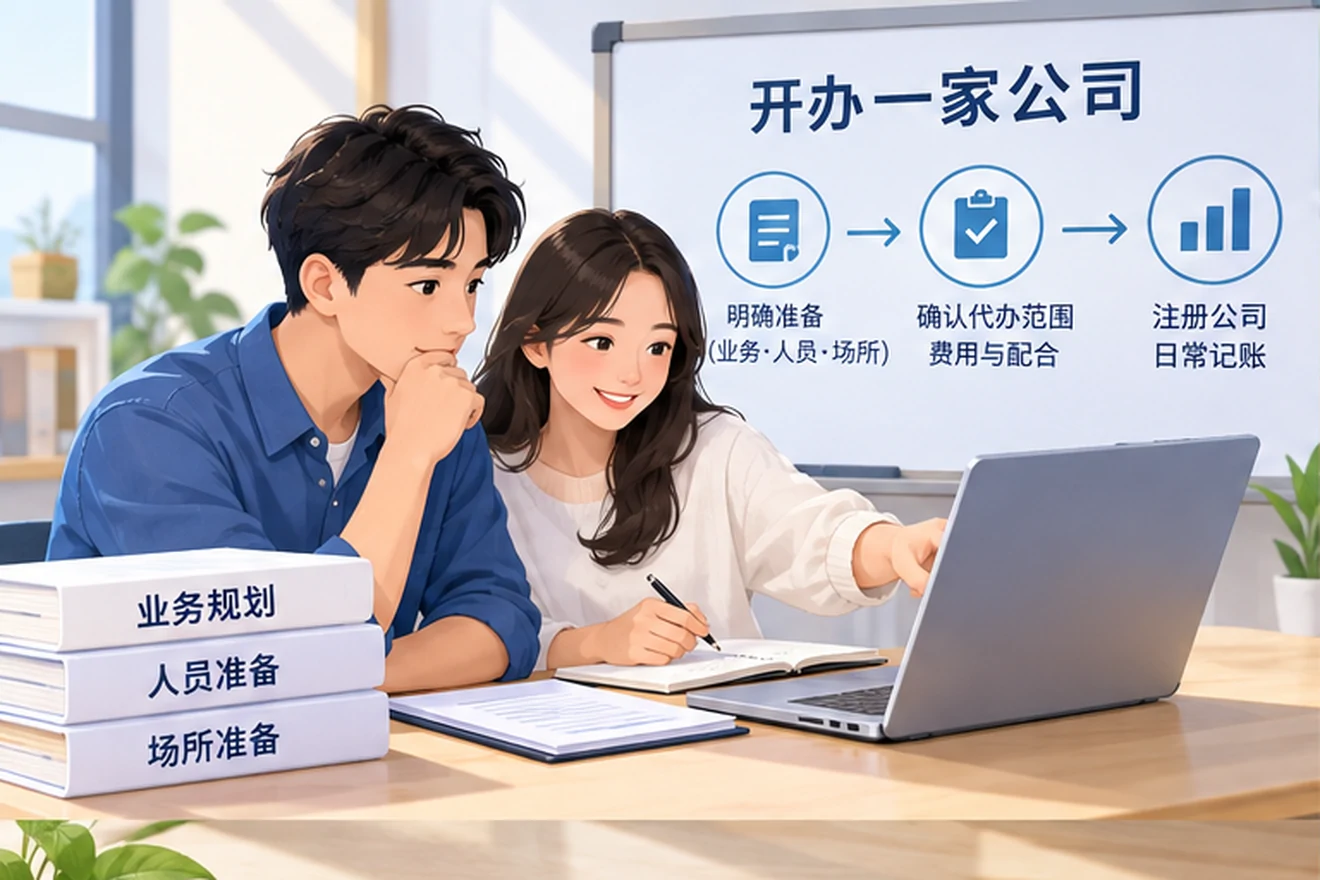 创业者一起整理开办计划的服务场景示意