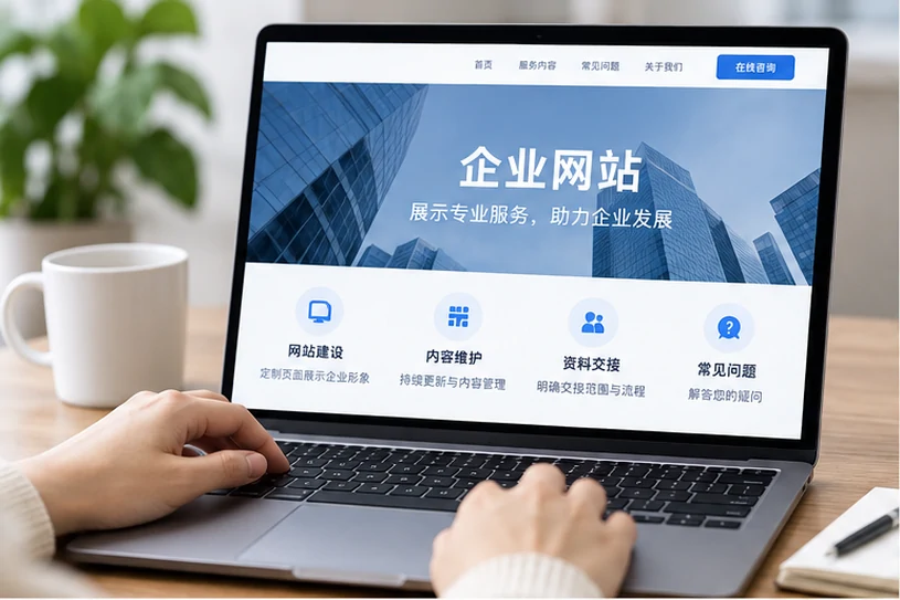 企业网站展示业务与服务信息的场景示意